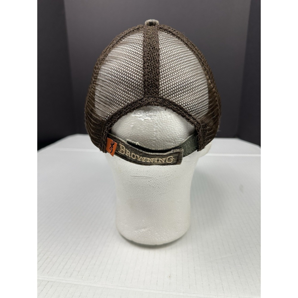 Browning Logo Strap Back Hat Green Camouflage Tree Camo Hunt Buck Deer Dad Woods - Picture 4 of 6